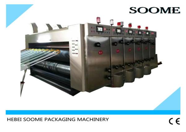 PLC Touch Screen Corrugated Box Printing Machine , Auto 4 Colors Flexo Die Cutter