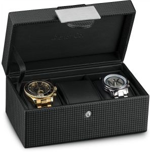 Elegant Leather Watch Case Box 3 Watch Capacity For Storage