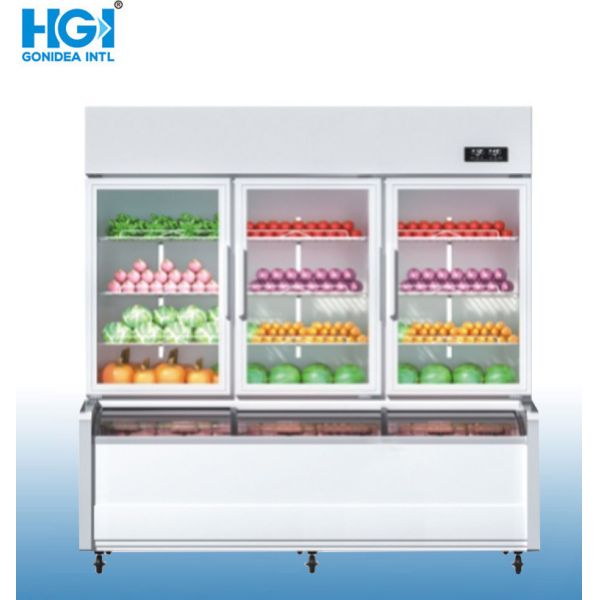 Double Door Commercial Refrigerator Vertical Beverage Hotpot Showcase Hcd-1200t