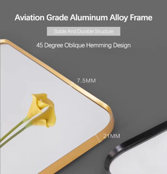 Smart LED Backlit Vanity Mirror With 45° Slanted Aluminum Frame / Touchless Hand Sensor Switch