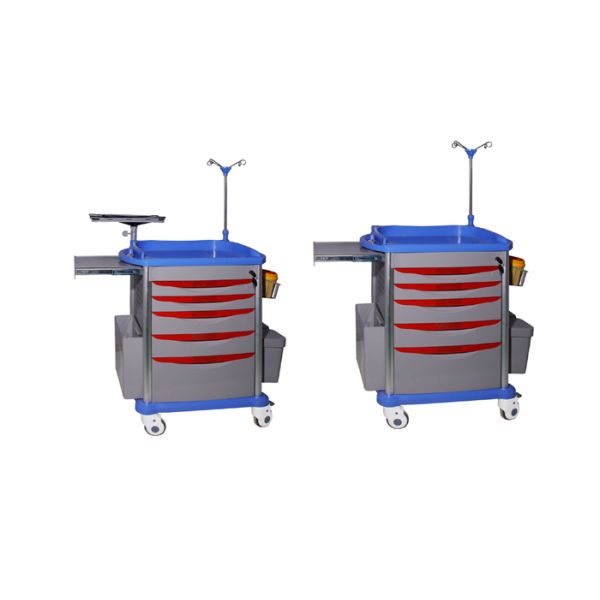 Plastic Medical Trolley With Drawers , 4 Wheels Mobile Hospital Utility Cart
