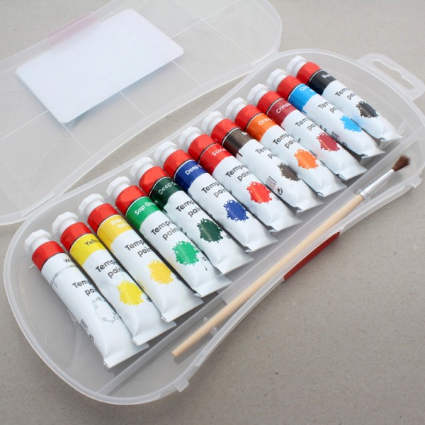 Custom High Quality 12 Color Art Painting Gouache PP Box 12ml Tempera Paint