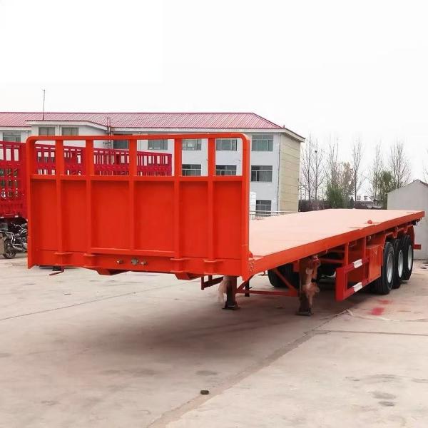 New 3-Axle 12-Tire Flat Plate Semi-Trailer For Sale With Carrying Capacity Of 30-60 Tons Of 40-Foot Container