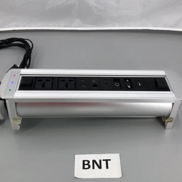 integrated power and data solution with gss system power track/electric tabletop flip socket