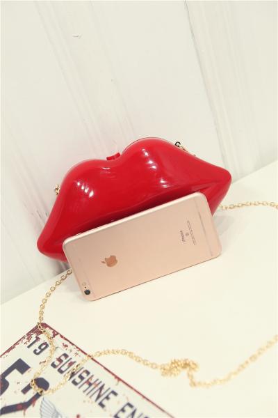 2016 new lady lips lip-shaped acrylic evening bags Shoulder Messenger mini