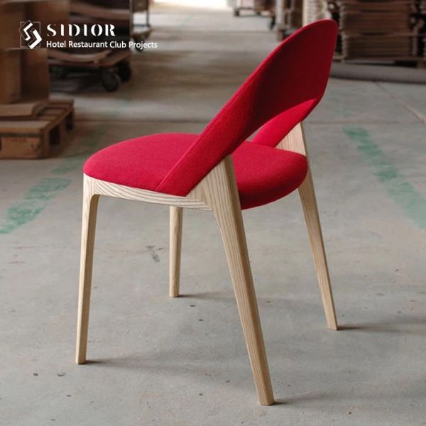 Modern Nordic Wooden Leg Dining Chair Fabric Upholstered Chairs H78cm