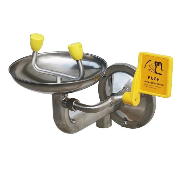 Stainless Steel eyewasher Classic Wall Mounted Eyewash Station  for labs Safety Equipment round bracket