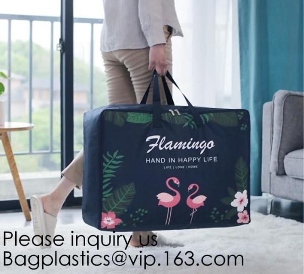 Light Weight Large Capacity 600D Polyester Duvets Pillows Home Quilt Storage Bag with Zippers,Ecofriendly Quilt Gift Pac