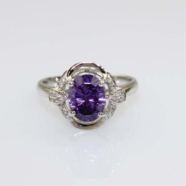 Fashion Jewelry 925  Silver  7x9mm Oval Blue Topaz Ring with Cubic Zircon(R106)