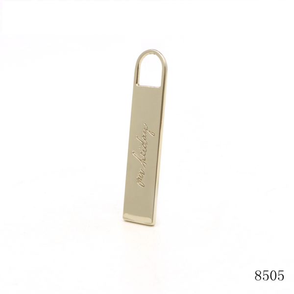 Gold Plated Engraved Custom Brand Logo  Metal Zipper Tag Puller For Bag Hardware Accessories/clothing