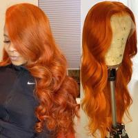 Laranja gengibre cabelo humano ondulado solto Perucas frontais de renda personalizadas