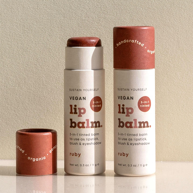 Kraft paperboard push-pull tubes, suitable for packaging lip balms and deodorant sticks.