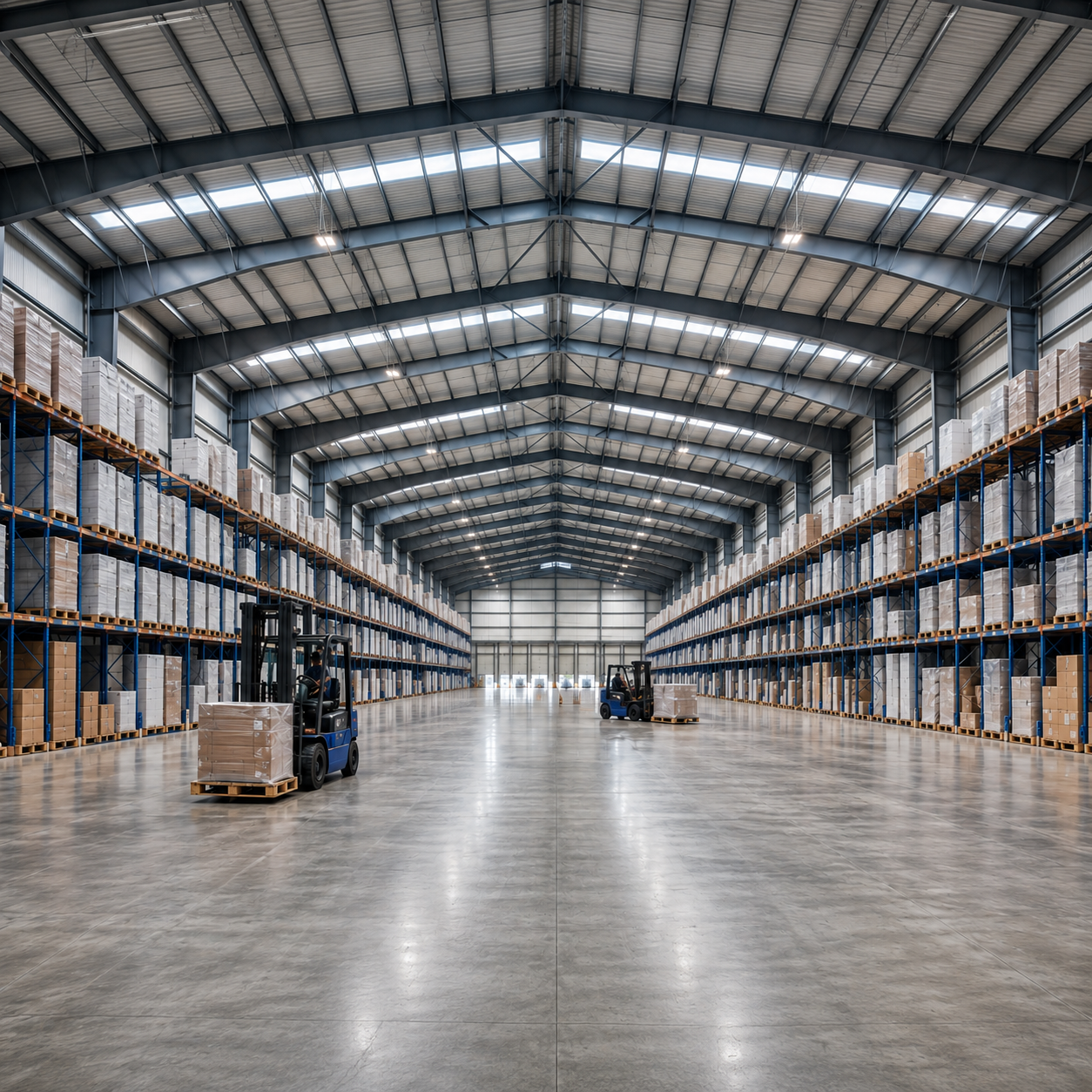 Column-Free Interior Prefabricated Steel Warehouse Wide Clear Span Storage Building