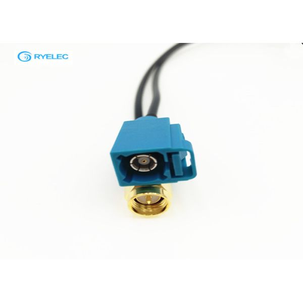 FAKRA Z waterblue jack connector to SMA male extension cable neutral coding