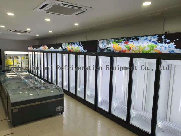 1600L Glass Doors Defrosting Supermarket Refrigerated Showcase Beverage Cooler