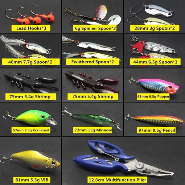 Crank Minnow Popper Fishing Tackle Box Kit Baits Hooks Fishing Tackle Box Accessories