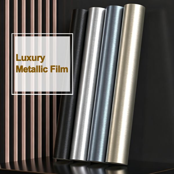 Custom Length PVC Brushed Metallic Vinyl Wrap For Cabinet And Furniture Lamination