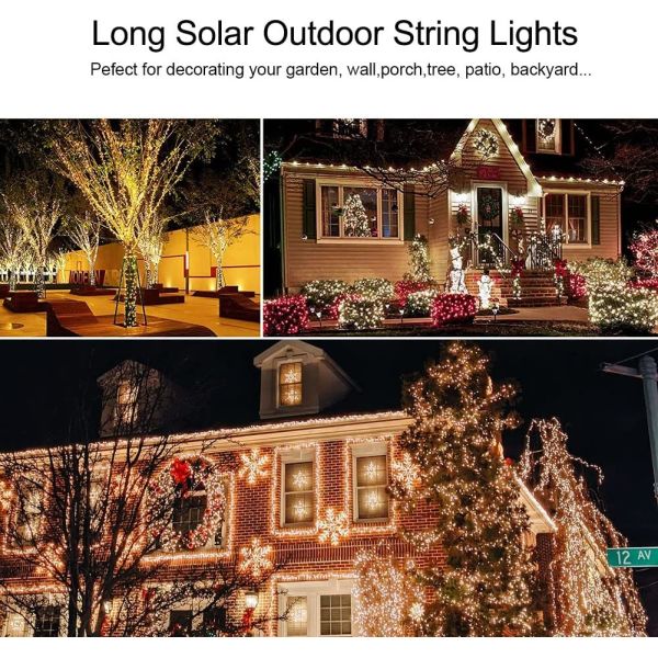 20m Solar Copper Wire Lights 200 LEDs For Outdoor Garden Halloween