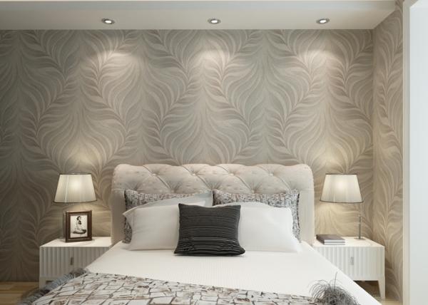 Eco - friendly Waterproof Embossed Leaf Wallpaper Embossed Vinyl Material