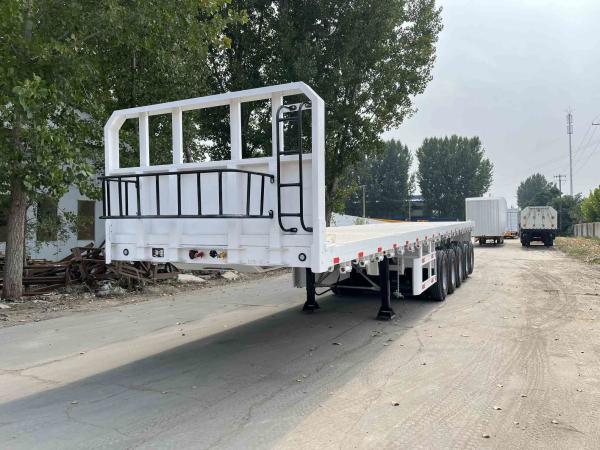 CIMC 5 axles 40ft extendable stretch rope euphores and hooks help fasten cargo Flatbed deck truck tractor Semi-Trailer