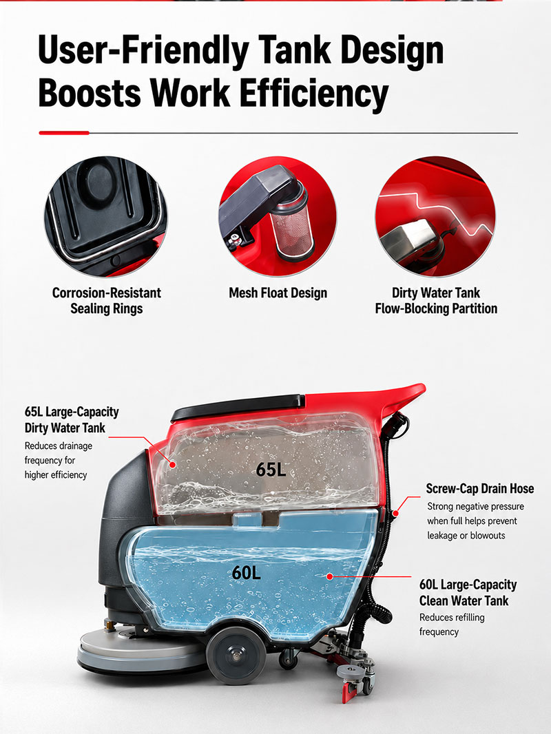 Hotsale Intelligent Convenient Floor Cleaning Machine 60L Cordless Battery Auto Floor Scrubber for Narrow Aisle