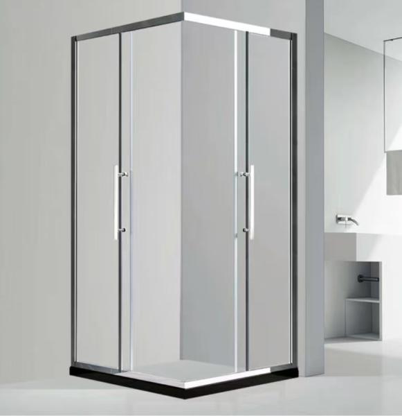 Salle de douche salle de bain porte vitrée carré en diagonale coulissante
