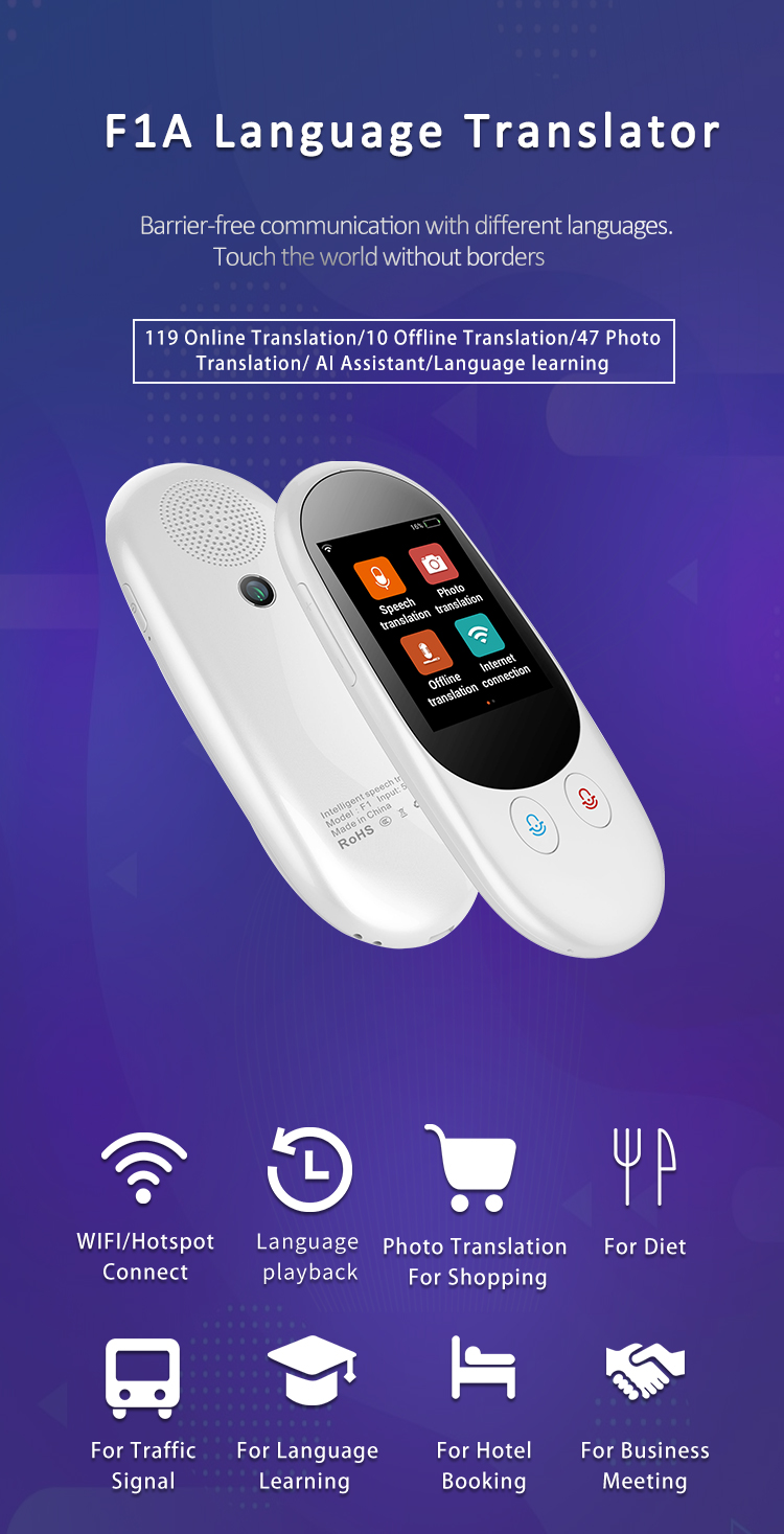 Smart Instant Translation Device Support Offline Language Travel Business Study