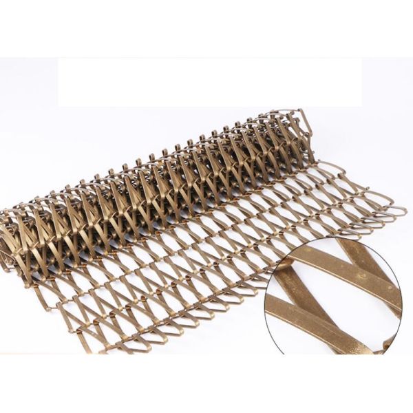 Flat Wire Stainless Steel Architectural Spiral Weave Conveyor Belt Mesh For Building