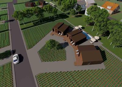Casa pré-fabricada minúscula fresca com a casa de log de madeira pré-fabricada
