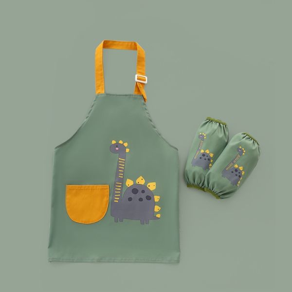 Uniform Bulk Cute WaterProof PU Nursing Children Kids Painting Apron With Sleeves