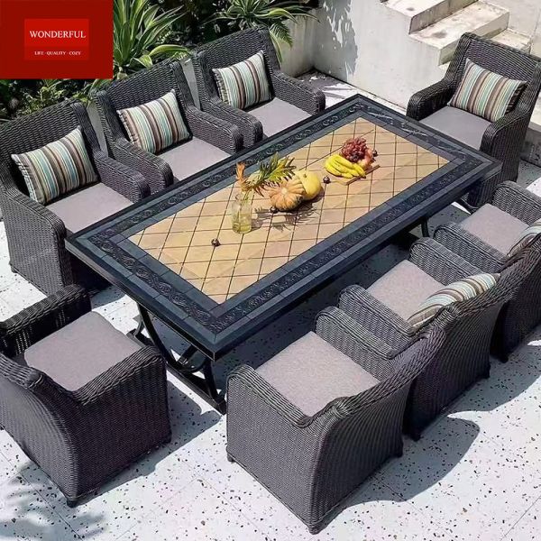 Modern Bench Metal Outdoor Dining Set for Aluminum Patio Furniture and NO Folded Design