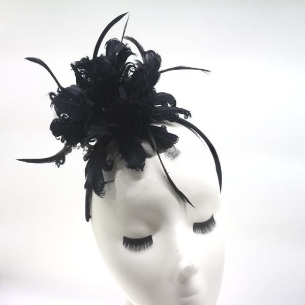 Curly Goose Feather Fascinators For Hair , Millinery Feather Flowers With Headband