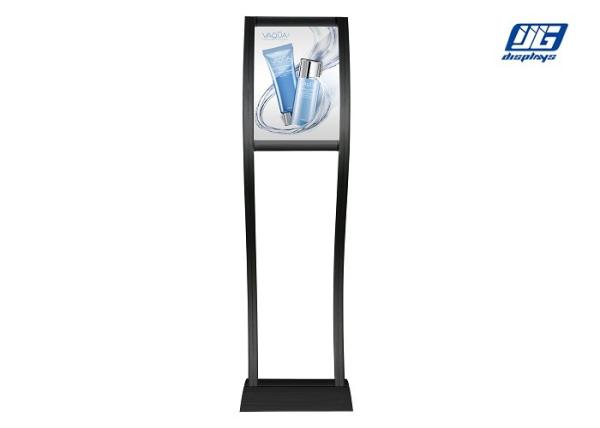 Black Painted Profile Poster Display Stands Curving Double Poles Poster Holder