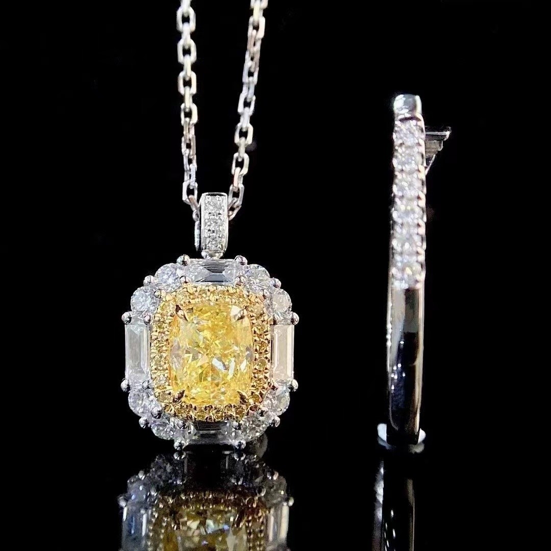 Initial Payment 18K Lab Diamonds Ring and Yellow Diamond Dual Purpose Ring and Pendant