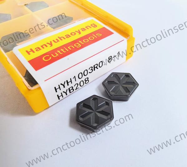 Insert à recuit CNC avec revêtement PVD HYH1003R0.8-1 HYB208, adapté aux matériaux difficiles à usiner, à l'exception des alliages à haute température.