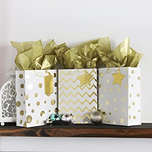 Ribbon Handle, For Gift Wrapping, Christmas Stuffer Thanksgiving Present, Wedding Birthday Party Favor Paper Thank You