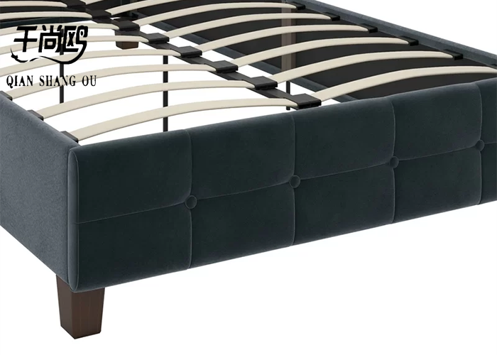 Checkered Stitching Tall Upholstered Bed Low Key Size customizable