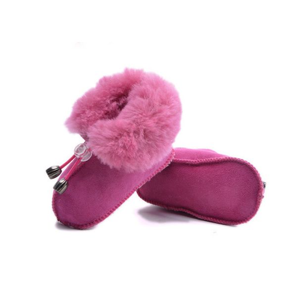 Natural Super Soft Fur Double Face Australian Baby Sheepskin Boots Grey / Pink