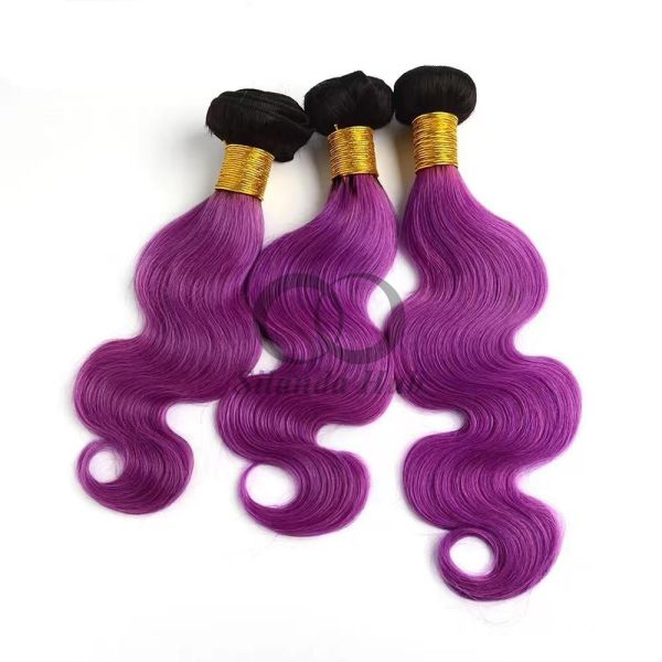 #T1B/Purple Body Wave Remy Human Hair Bundles Sew In Weave Bundles Brazilian Bundle Deals