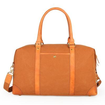 Sac de Weekender de la toile des hommes lavables bronzés végétaux de bagage de Brown