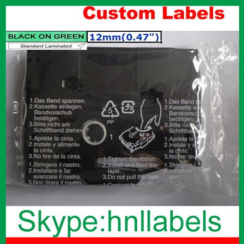 Black on Green Label Tape Compatible for Brother TZ-731 TZe-731 P-Touch 8m
