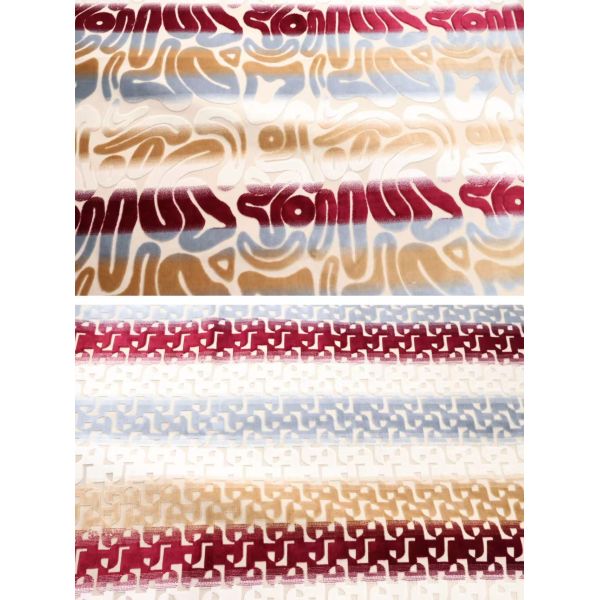 Gradient Geometric Jacquard Velvet with Color Stripes---Homelike