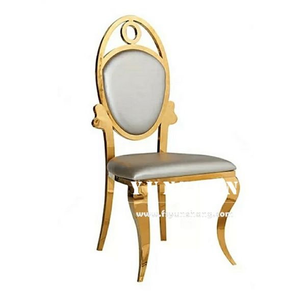 Golden Stainless Steel Event Party Chair White Leather Cheap Banquet Hall Chair