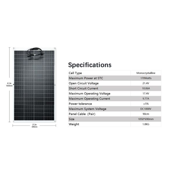170w 200w Flexible Solar Panel 12v For Caravan Rv Boat Camper Van Marine Shed Uk