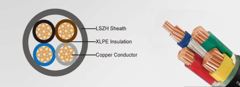 YJV22 N2XRY гальванизировало ядр 0.6/1KV 4*50mm2 электрического кабеля STA 4 стальной ленты бронированное