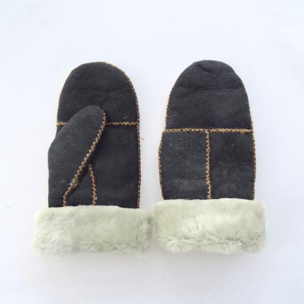 Shearling skin mittens double face leather women fur mitten