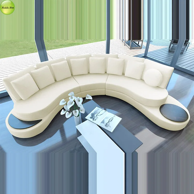 Curved Corner Sofa Furniture Real Leather Sectional Recliner Moistureproof