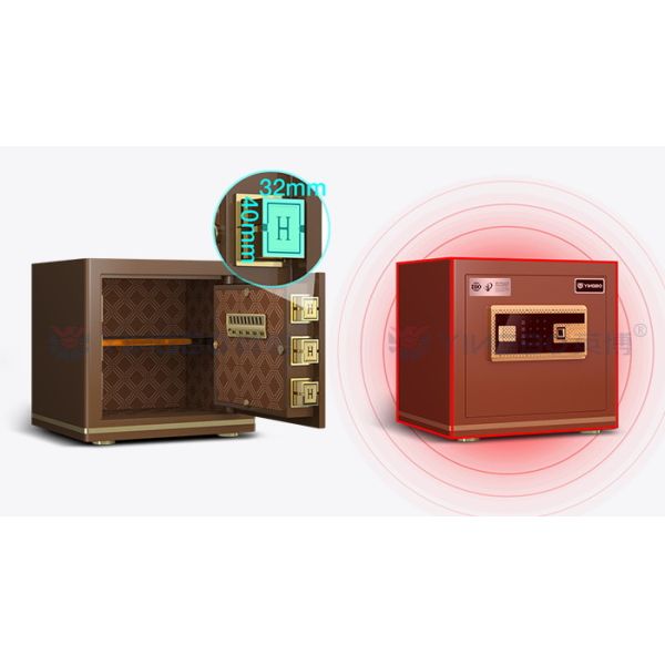 Coffee Solid Steel Office Safe Box Dual Alarm Fingerprint Safe Box Small Safe