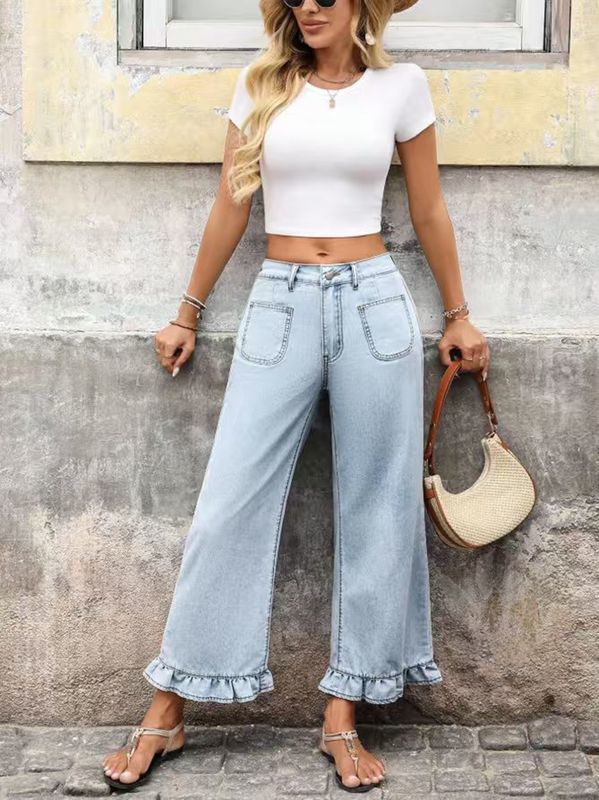 Straight Pant Blue Low Waist Spring 2026 wholesale denim jeans for Regular Custom (9937)