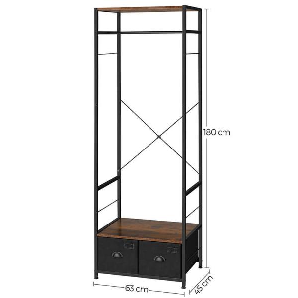 Industrial Design Open Wardrobe for Bedroom, Open Wardrobe with Fabric Drawers, Bedroom Drawer Dresser, LVT012B01